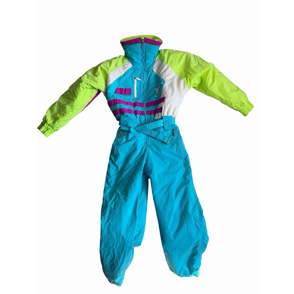 Vintage Tyrolia By HEAD Ski Suit Womens Petites 6 Neon 80s 90s Snowsuit Retro